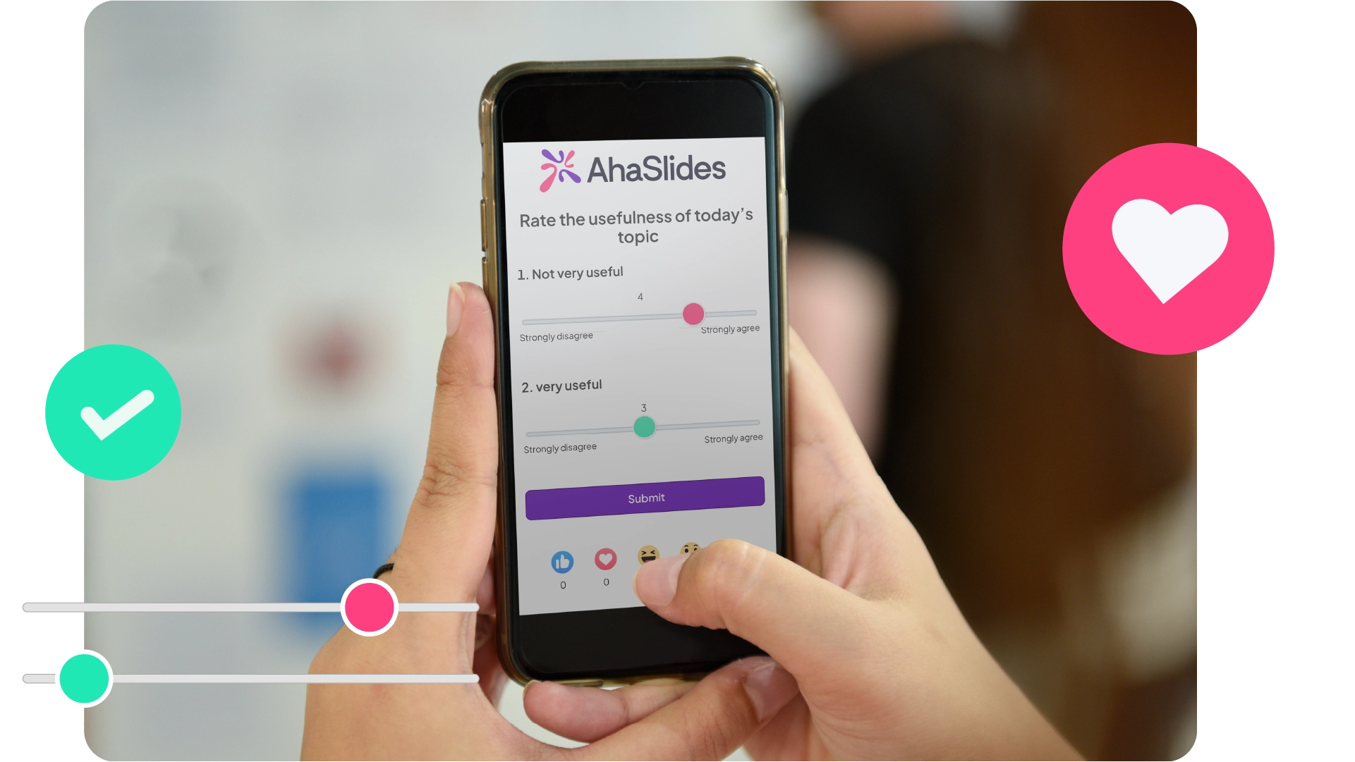 A person rating on a scale used for survey on the AhaSlides platform