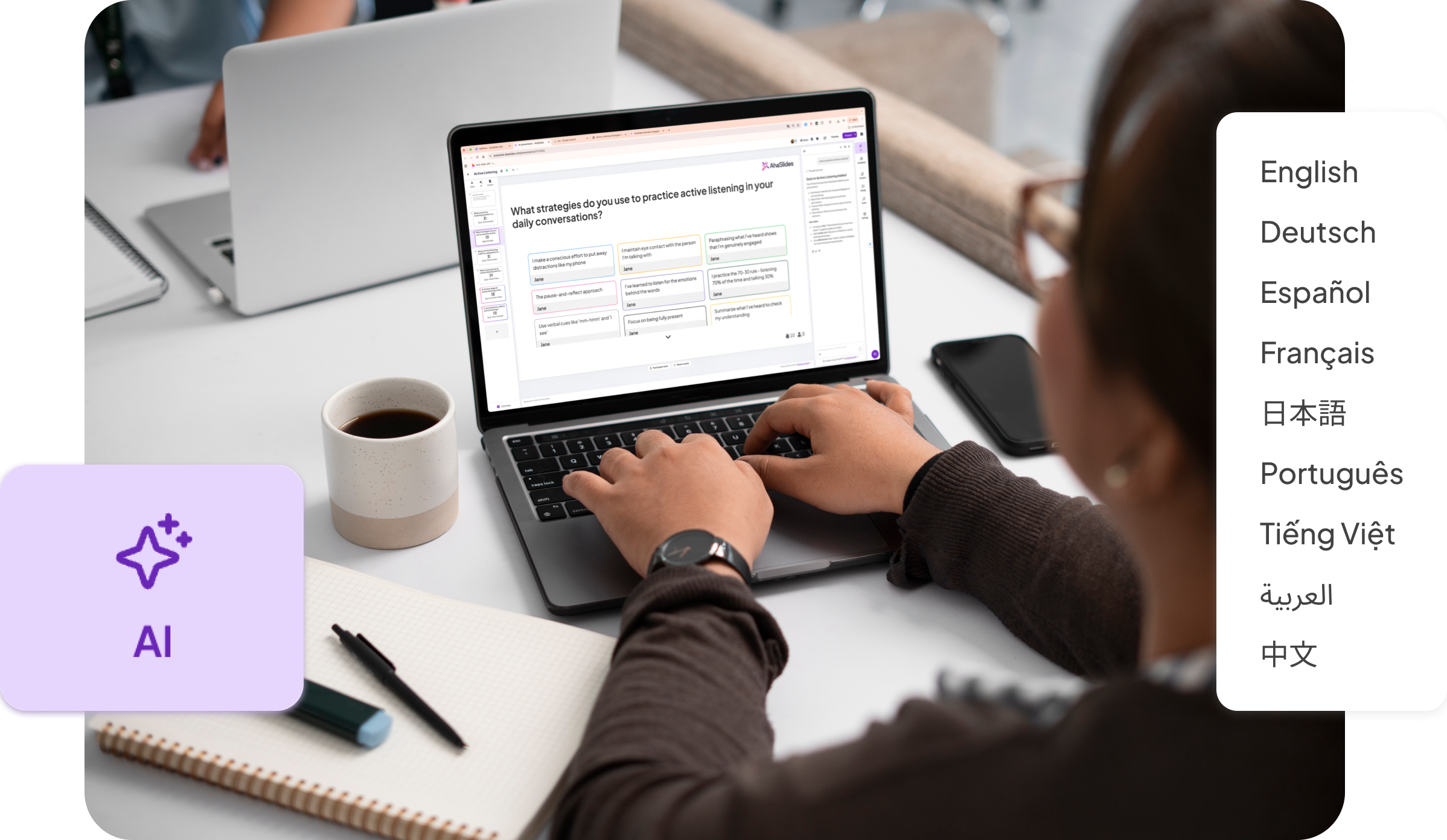 The AI feature is available in multiple languages