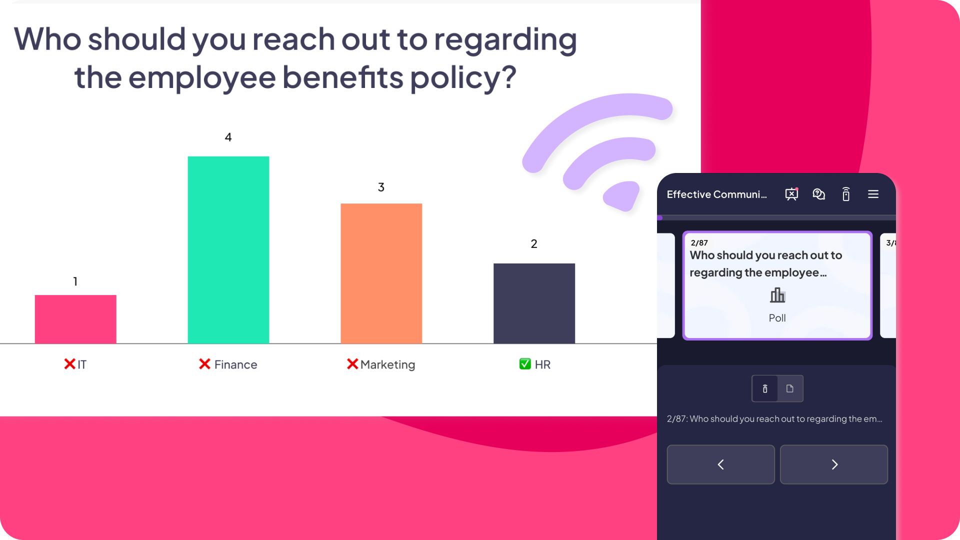 AhaSlides quiz used to icebreak during meetings