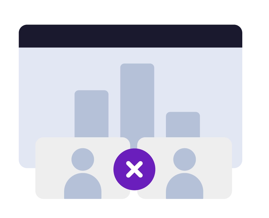 Presentation screen icon with people silhouettes and an X symbol.