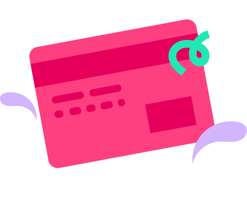 Card icon with playful elements.