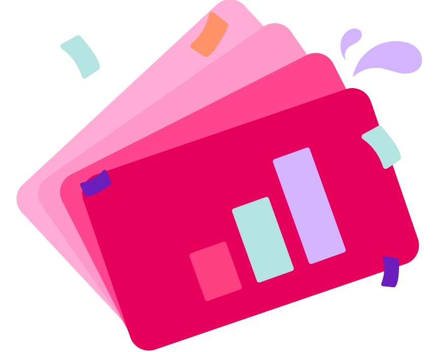 Colorful stacked cards icon.