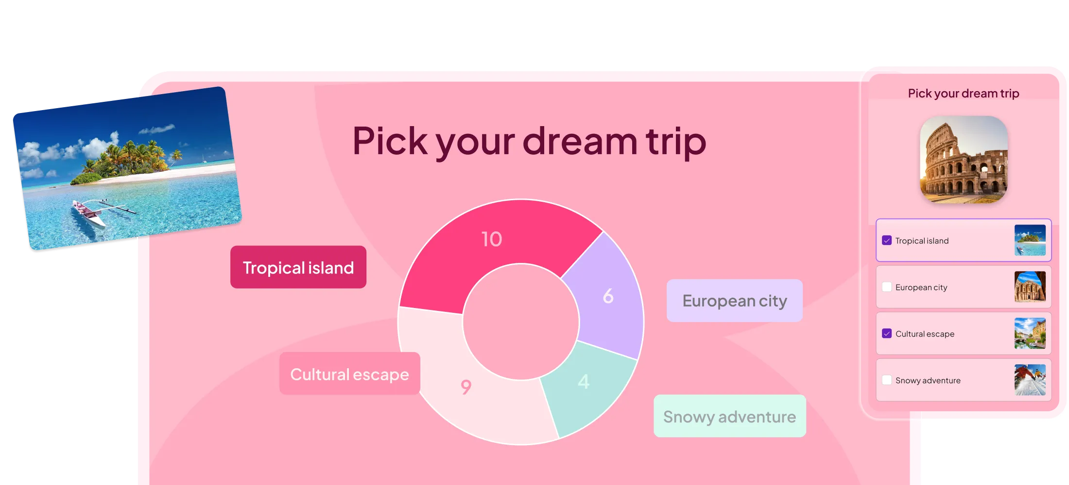 AhaSlides live poll feature showing audience voting results on a donut chart