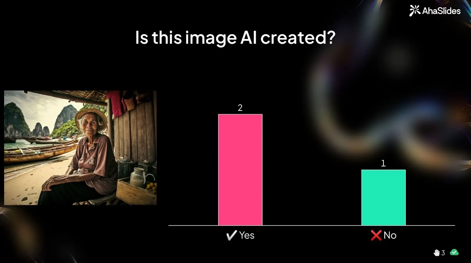 A Yes or No quiz asking if the image displayed on the left is AI or not