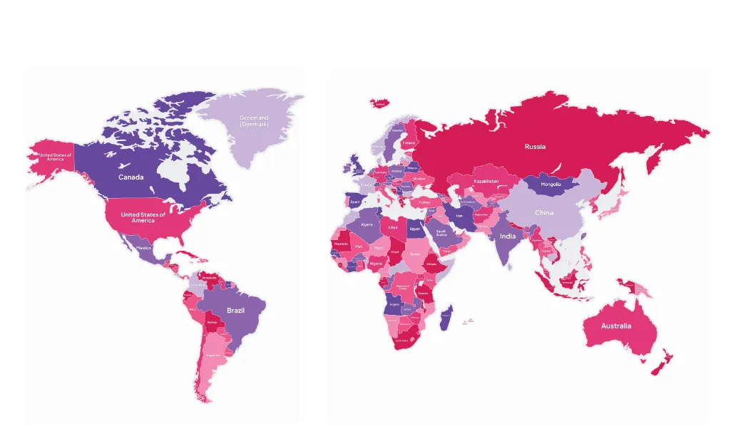A world map from AhaSlides