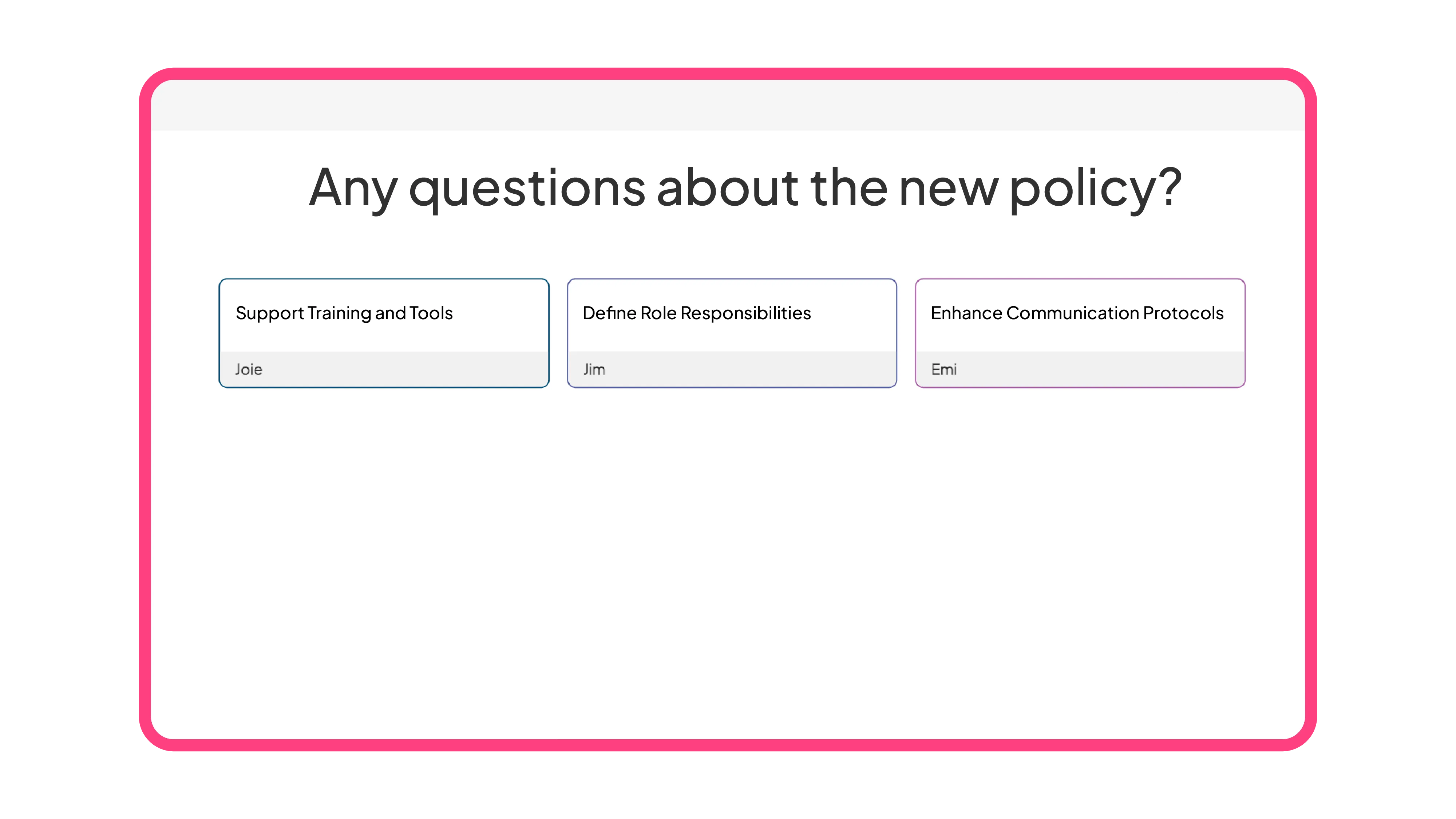 An open-ended slide about HR policy with real answers