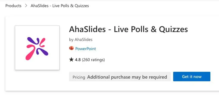 ahaslides 的 PowerPoint 加載項