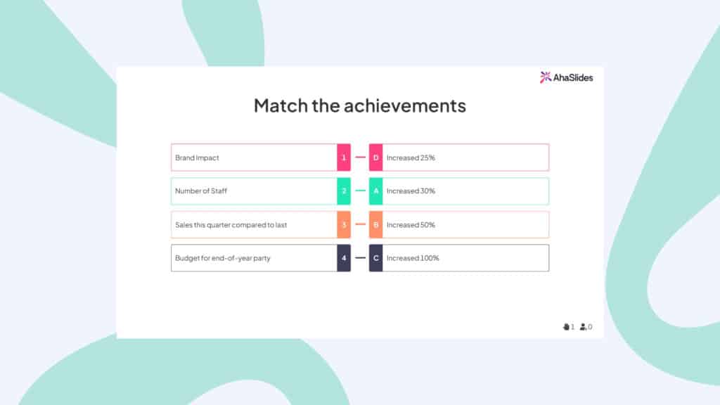 AhaSlides match the pair - interactive activity for presentation