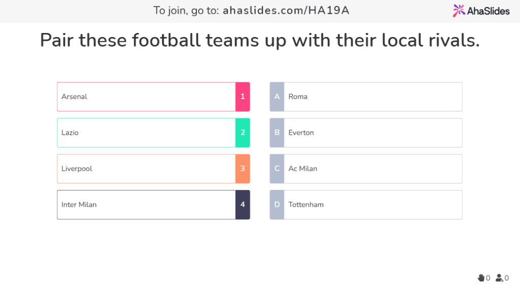 نوع الاختبار: مطابقة الأزواج