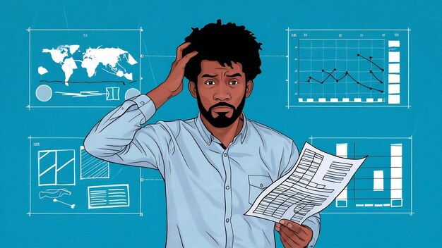 Person confused by data charts
