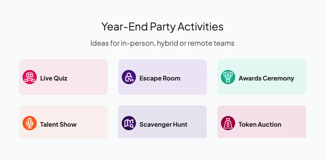Virtual year-end celebration ideas infographic