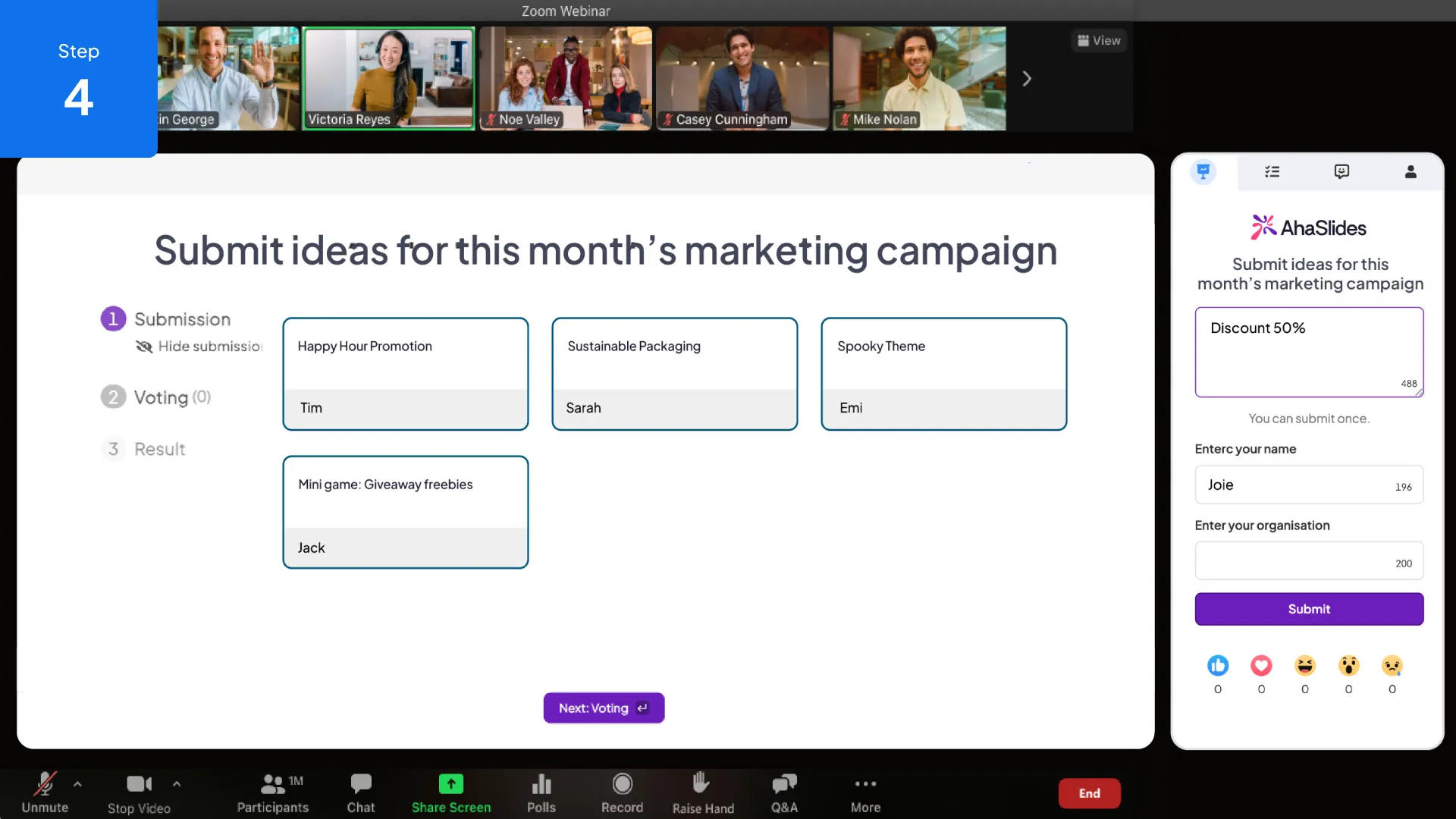 Die AhaSlides-Rangliste wird im Zoom-Meeting-App-Fenster angezeigt.