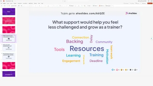 AhaSlides word cloud PowerPoint integration