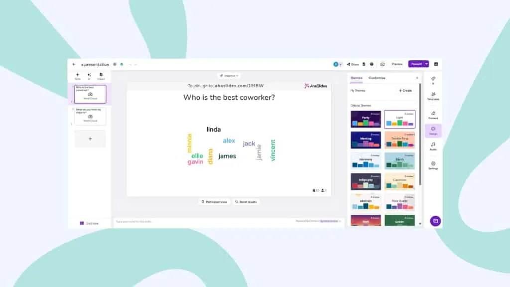 워드 클라우드 테마 ahaslides
