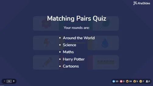 matching pairs quiz template