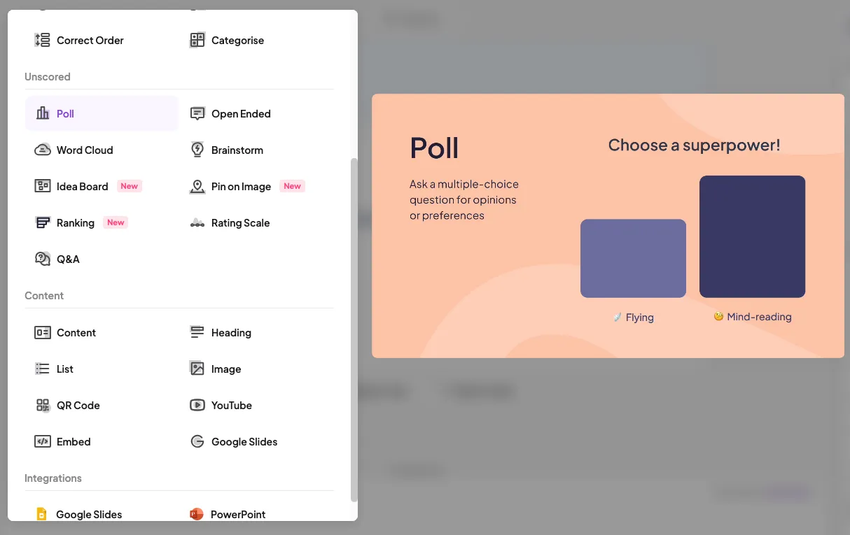 Choosing the poll slide