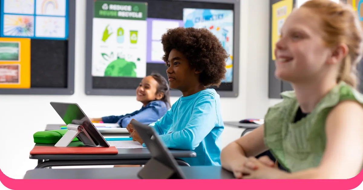 Teacher using digital tools with students in classroom