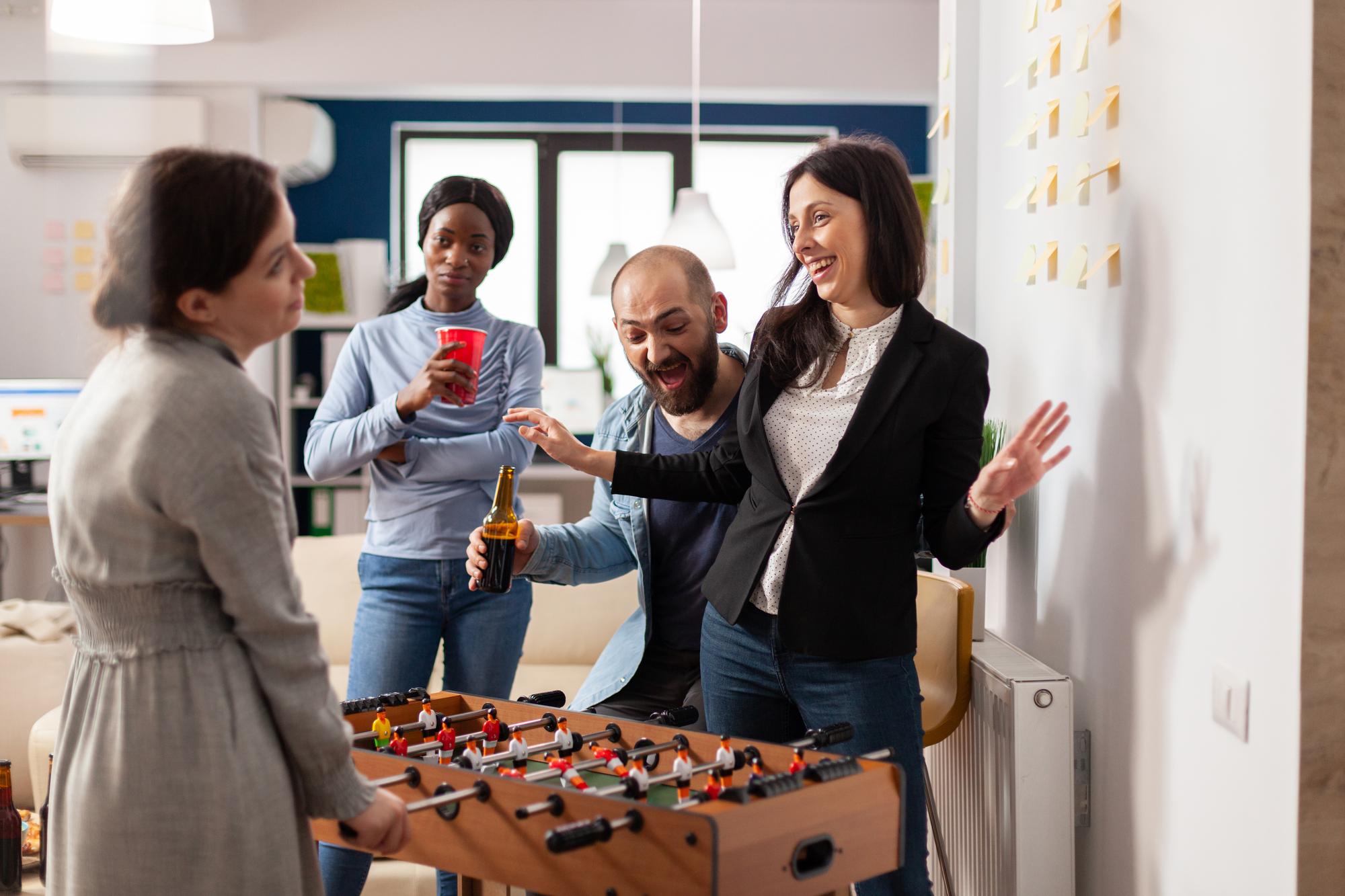 Corporate training team competing in gamified learning activity