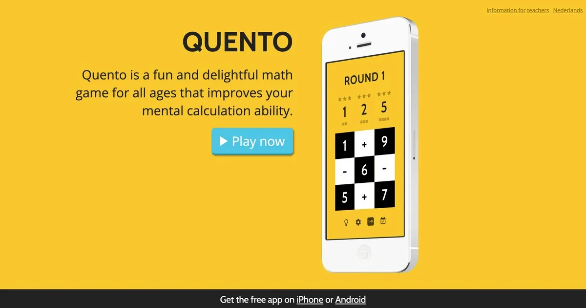 Quento是一款適合學生的數學益智遊戲，屬於數字謎題類。