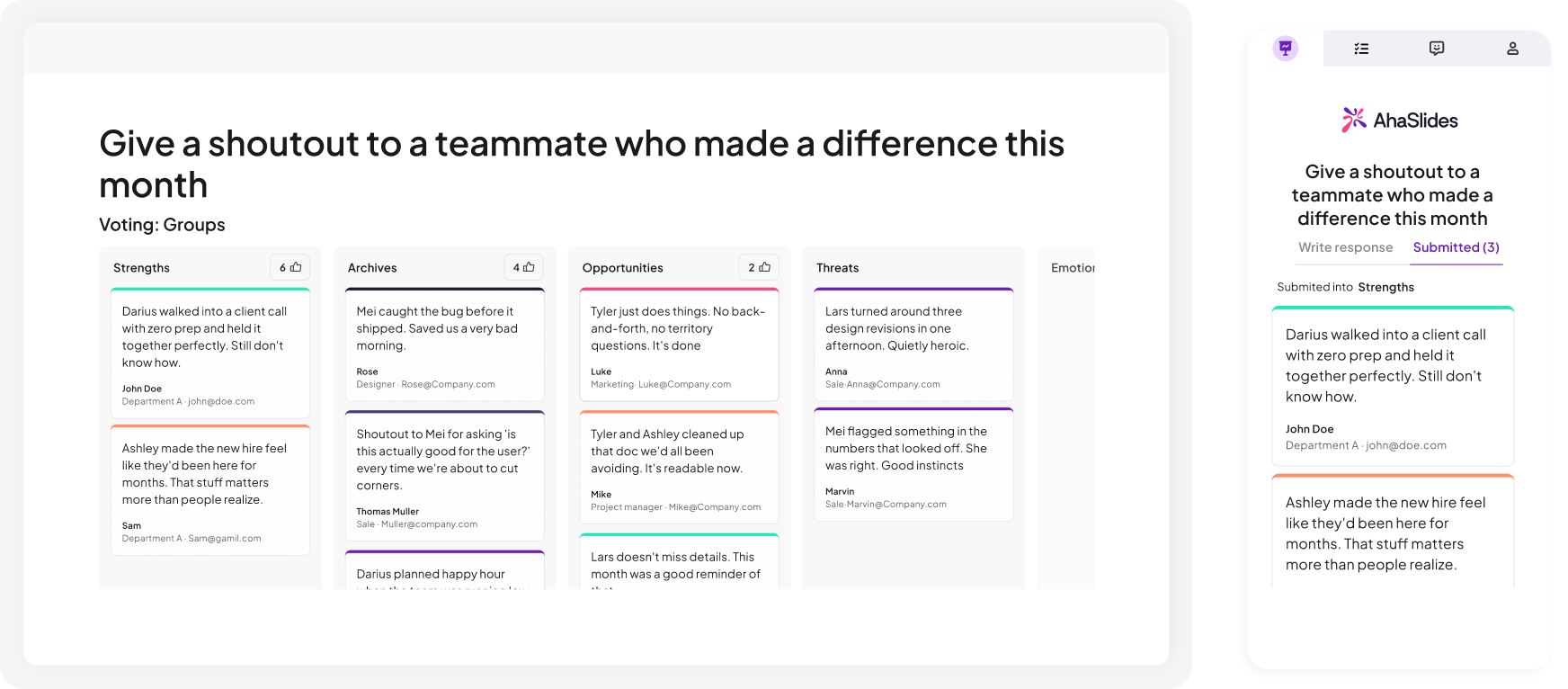 A short answer quiz on AhaSlides
