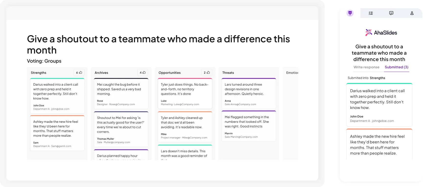 A short answer quiz on AhaSlides