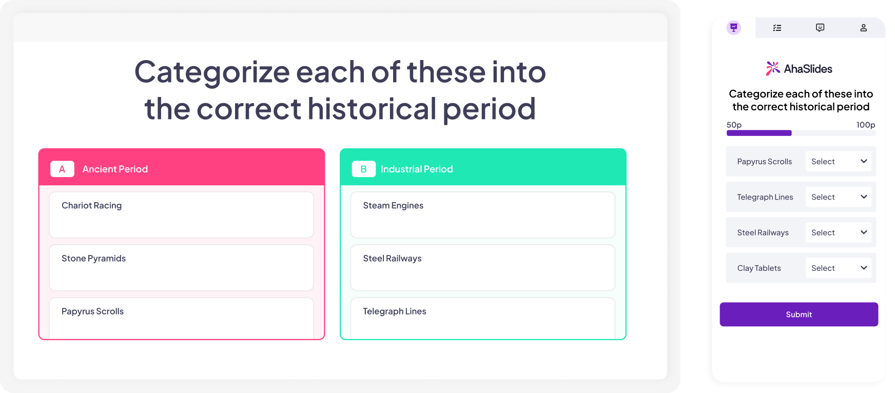 A short answer quiz on AhaSlides