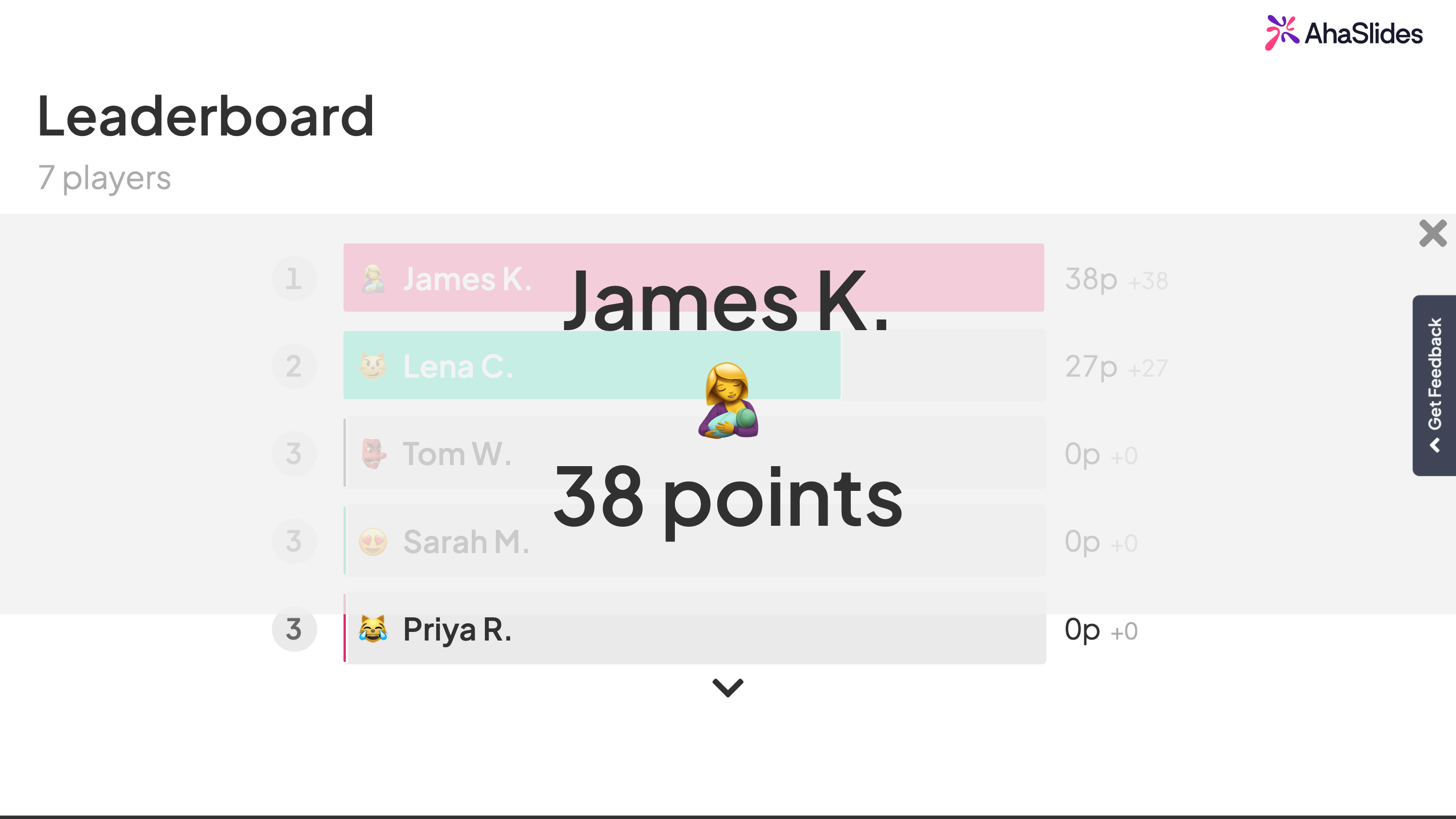 Fill in the blank quiz learderboard