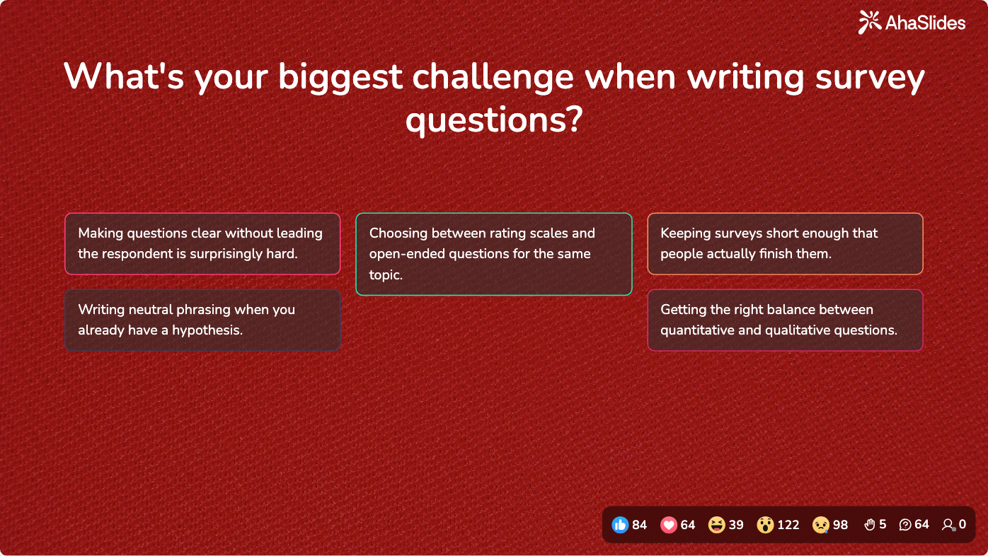 AhaSlides open-ended slide asking 