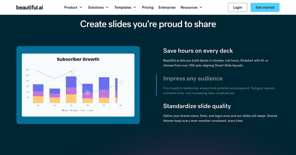 Beautiful.AI smart slide designer with automatic layout formatting