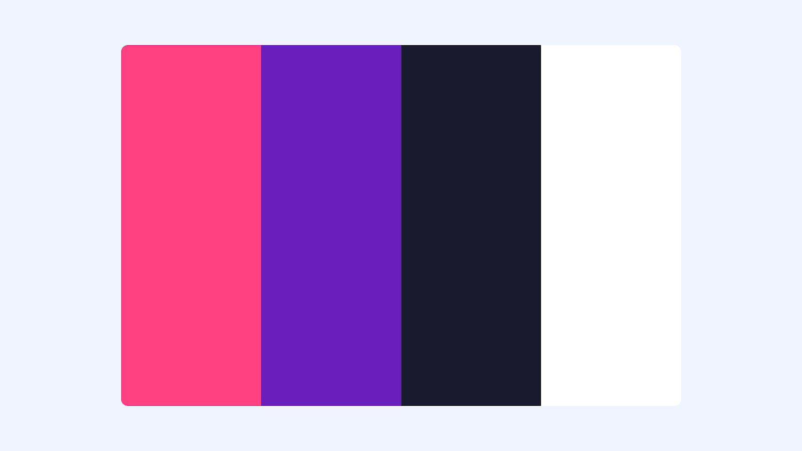 AhaSlides new brand palette which consists of a vibrant pink, deep purple, dark blue and confident white