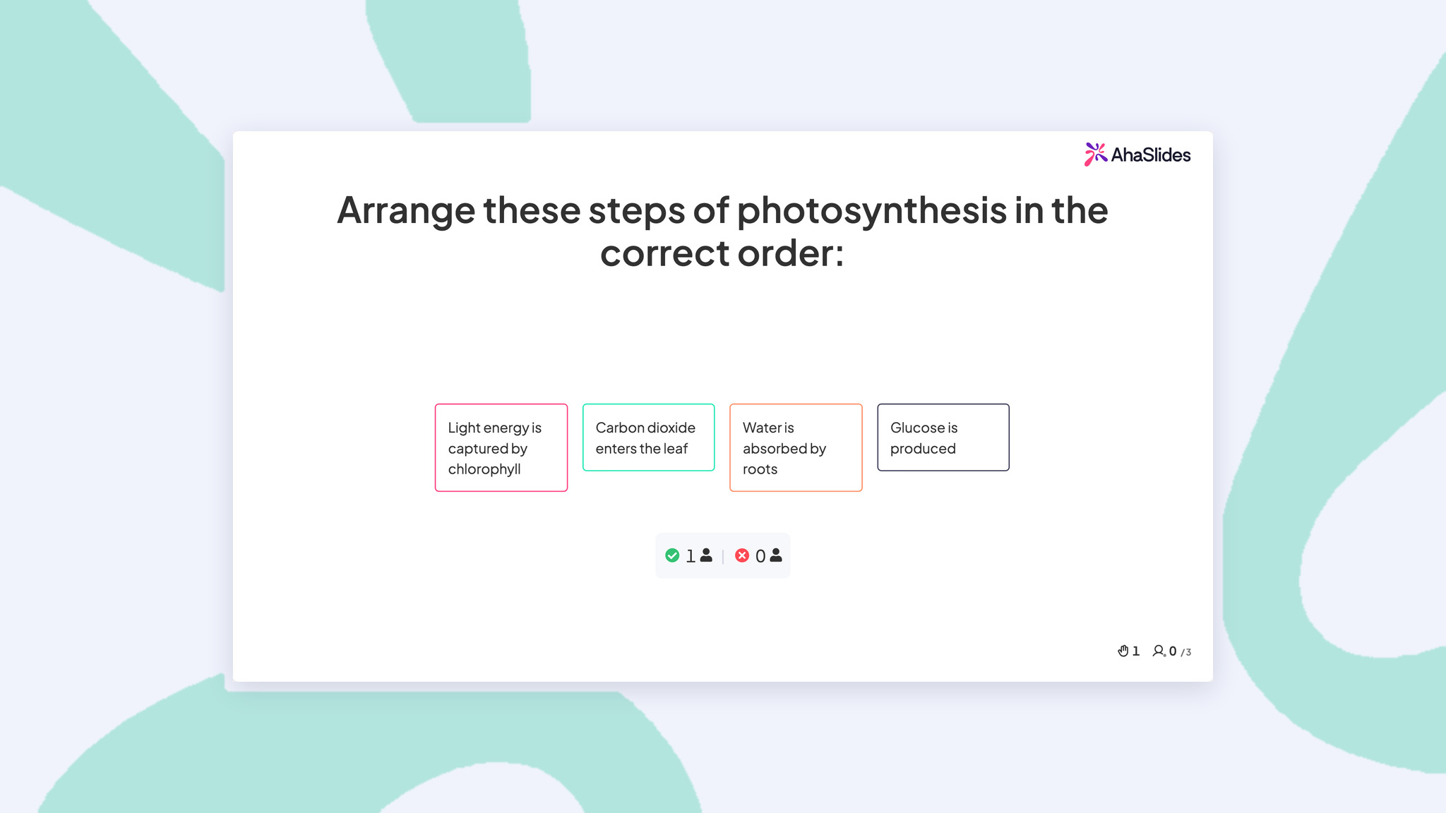 Guess the correct order, one of many presentation games to run on AhaSlides - interactive games to play during a presentation