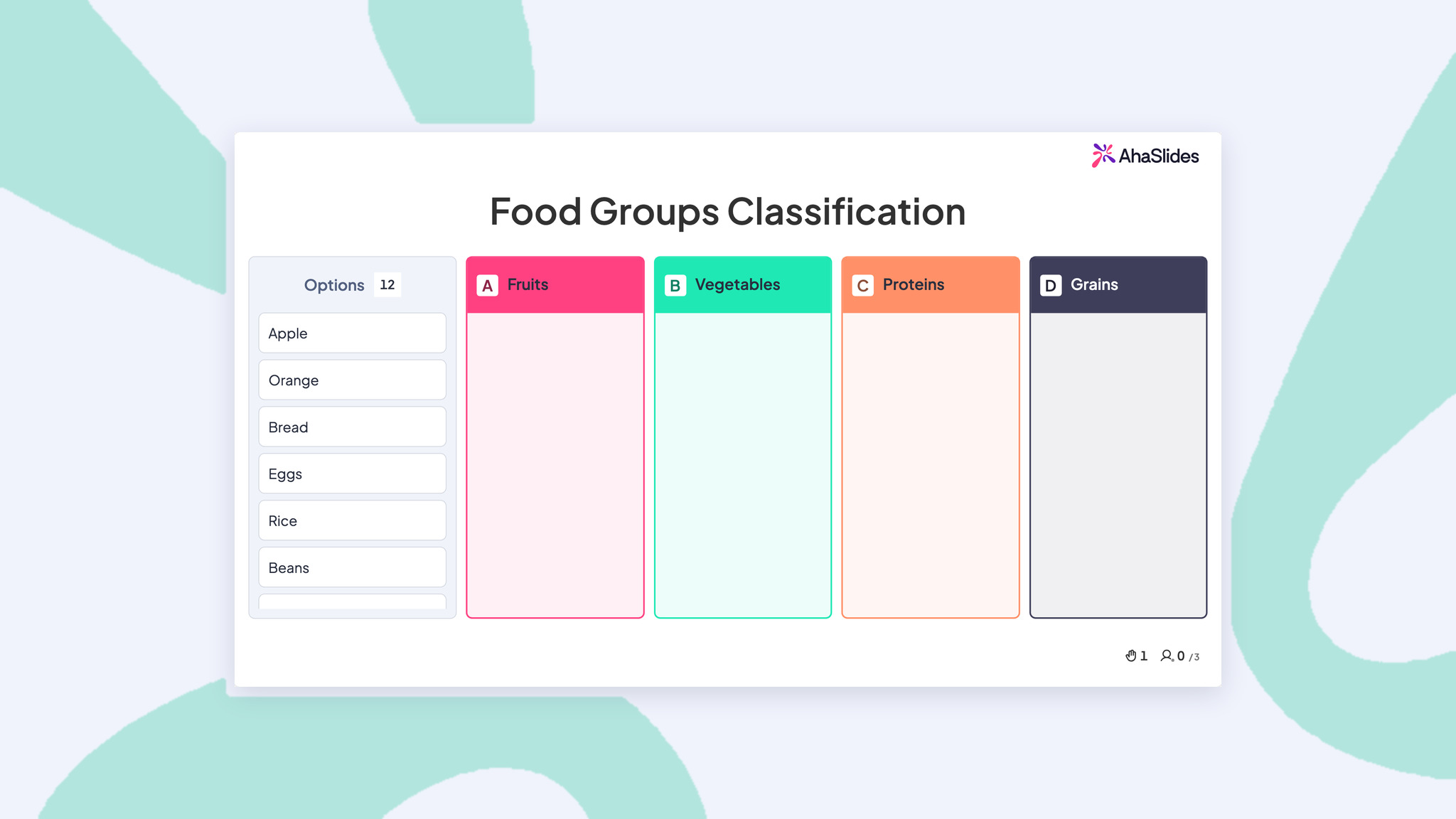 ahaslides categorisation quiz