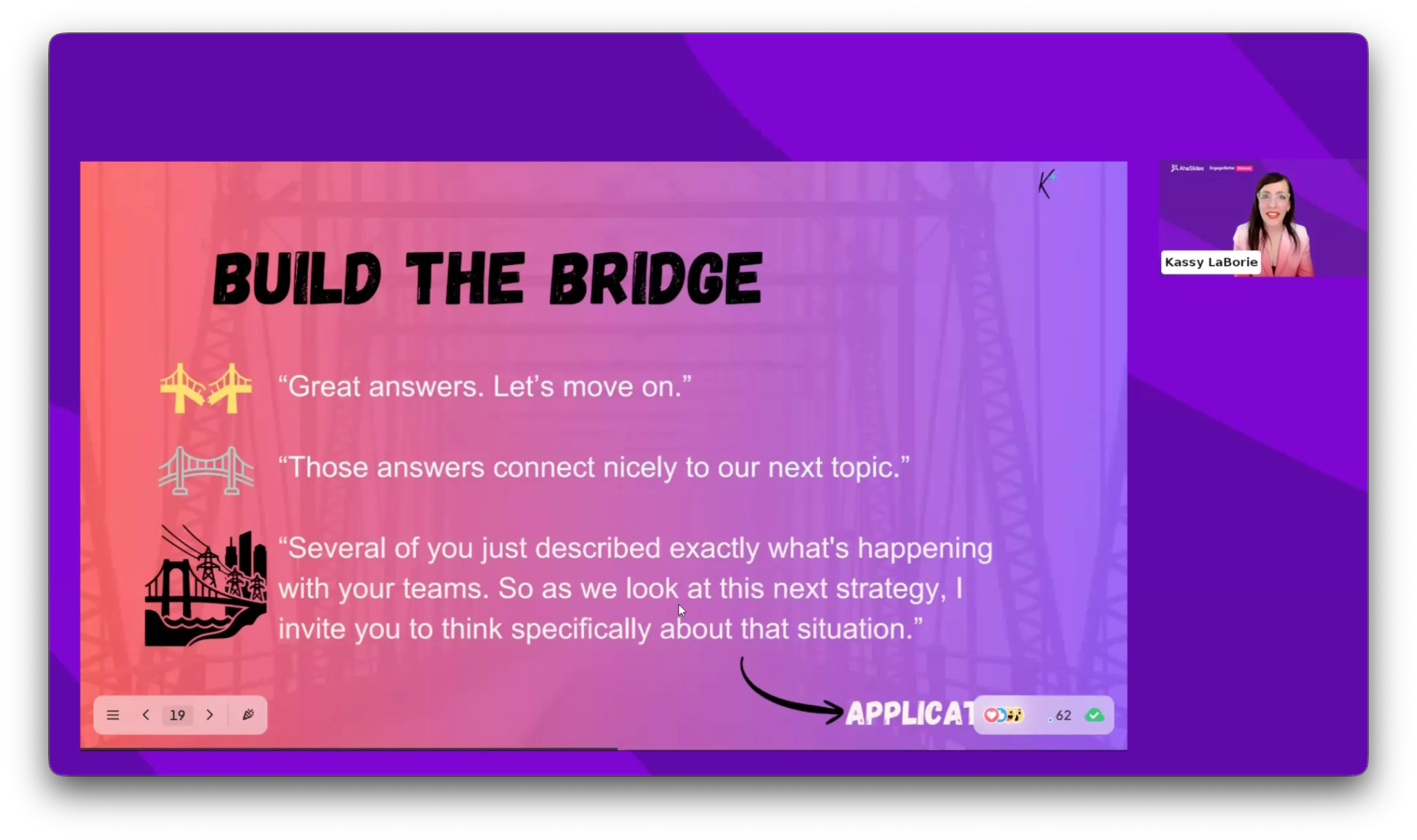 Broken, functional, and powerful versions of the bridge that connects responses to what comes next