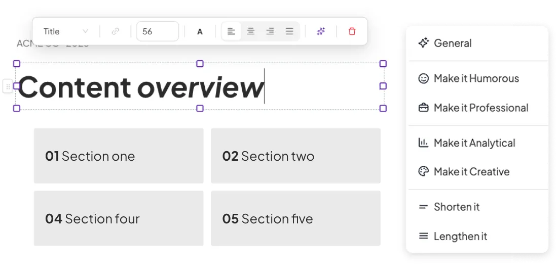 Easy AI presentation maker for live experience