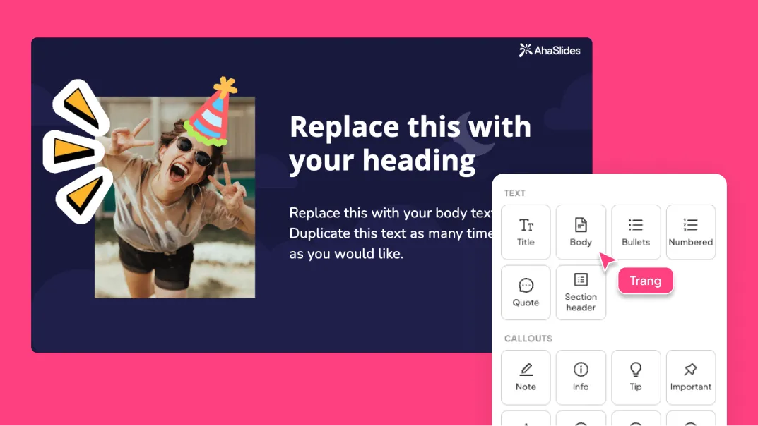 AhaSlides AI presentation maker interface