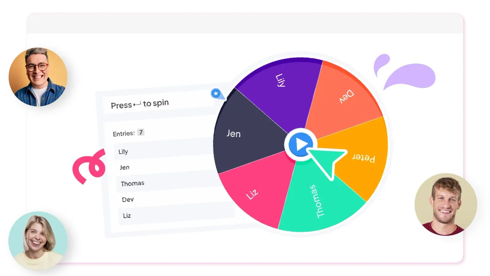 AhaSlides spinner wheel picking a random name live