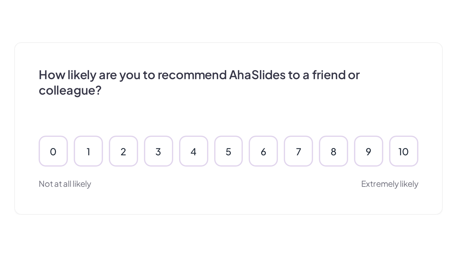 NPS question in an AhaSlides survey