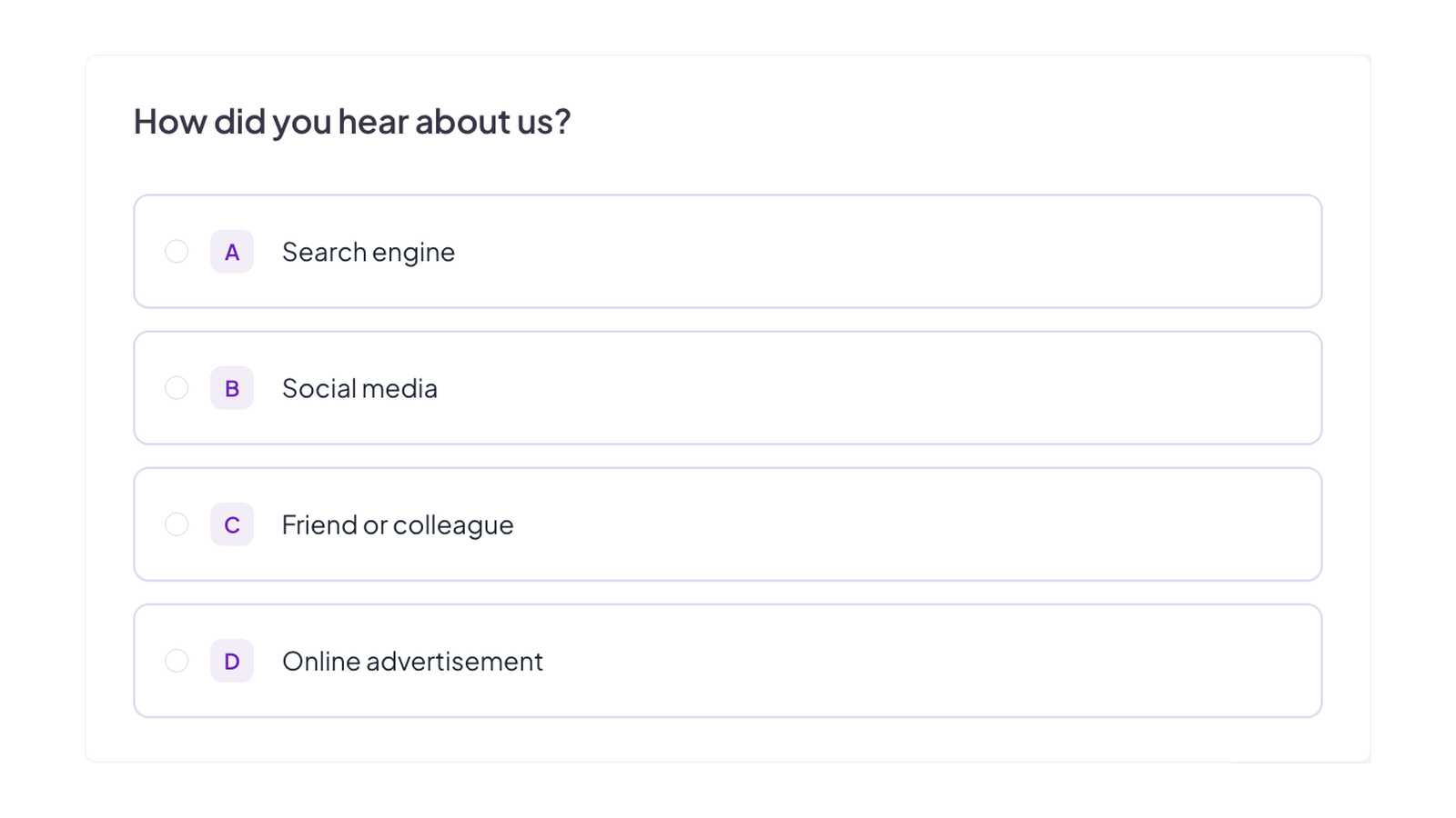 Multiple choice question in an AhaSlides survey