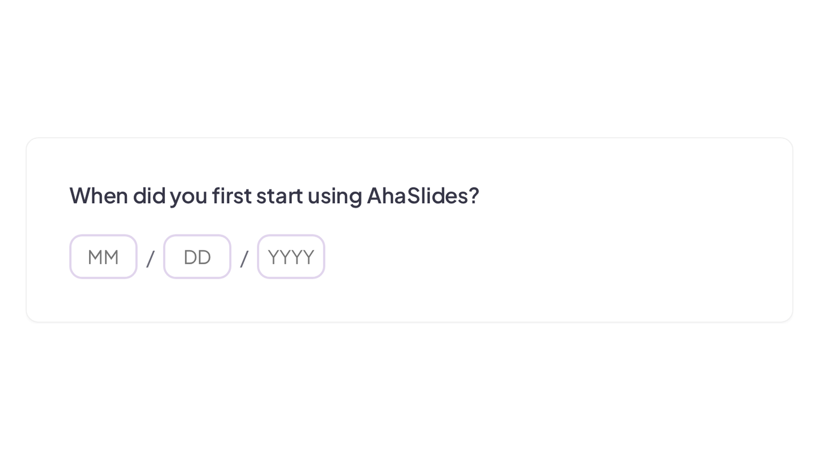 Date question with a date picker in an AhaSlides survey