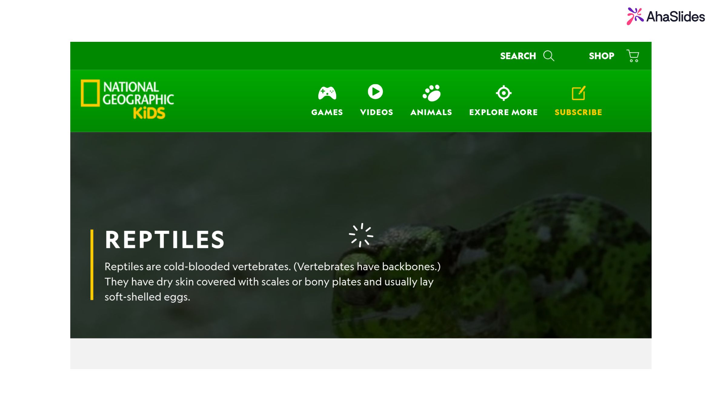 Embedded web content on an AhaSlides slide