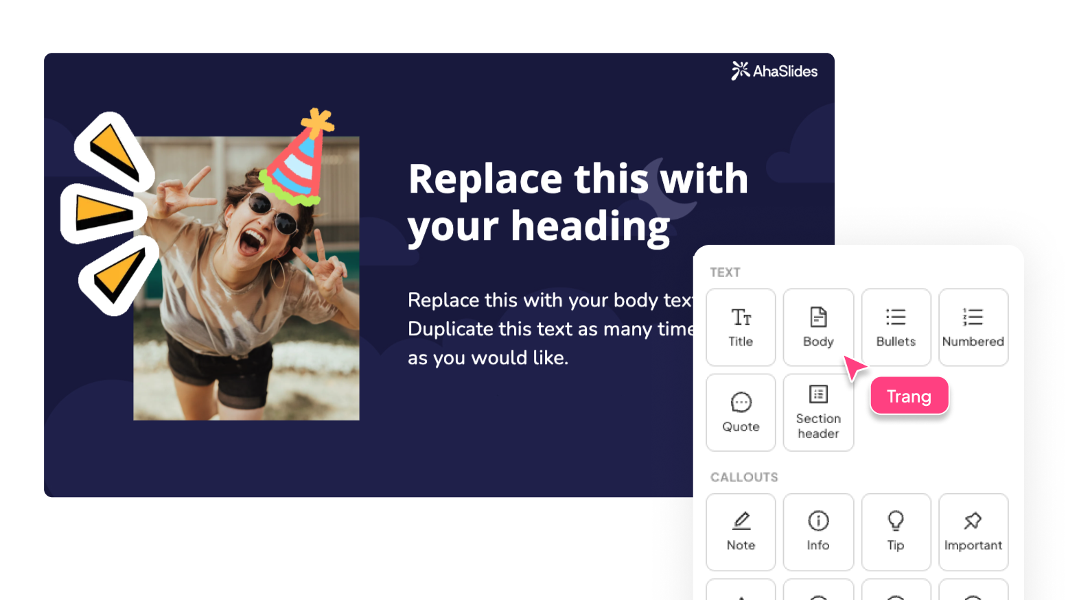 Content v2 slide with layout blocks in AhaSlides